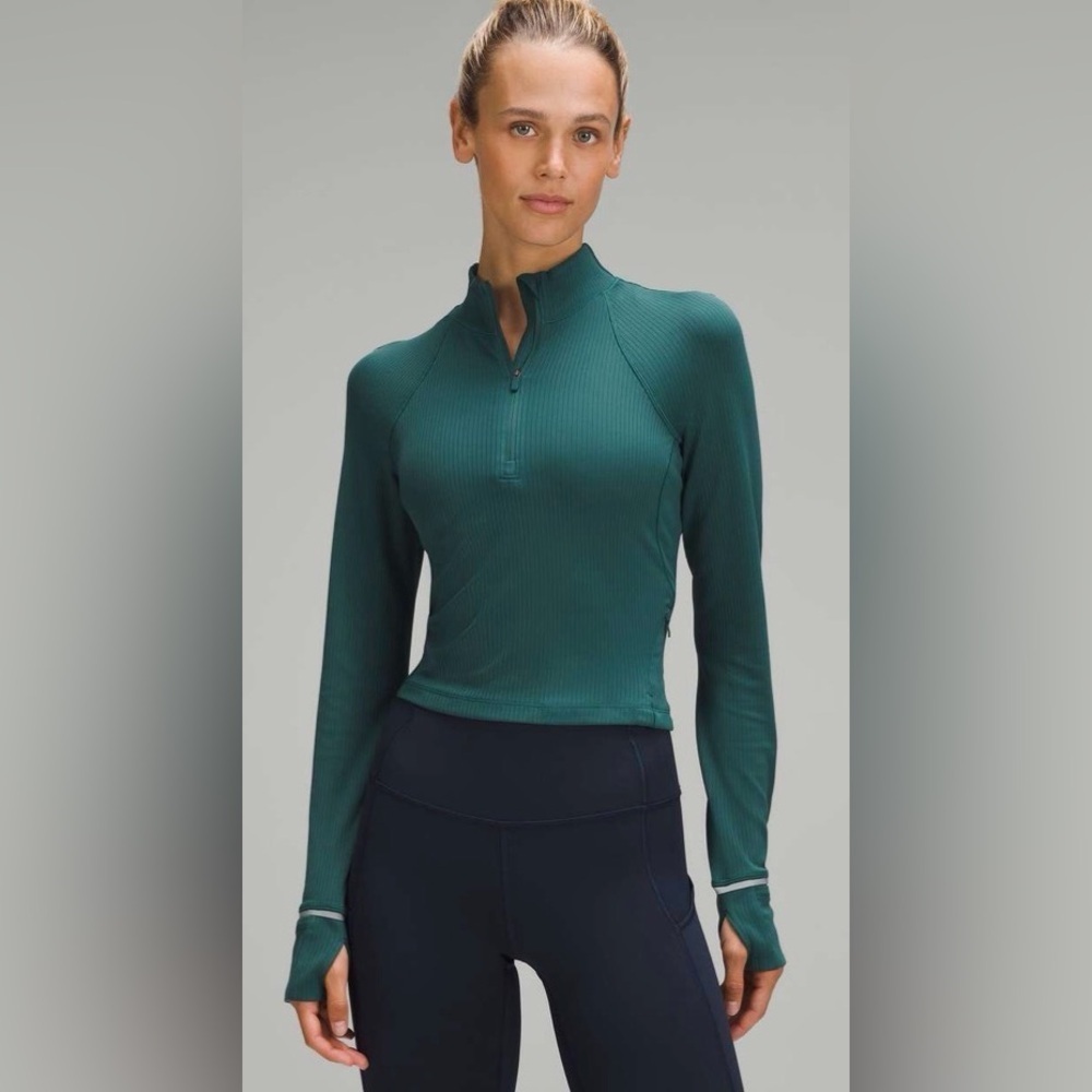 Lululemon Its Rulu Run Ribbed Cropped Half Zip